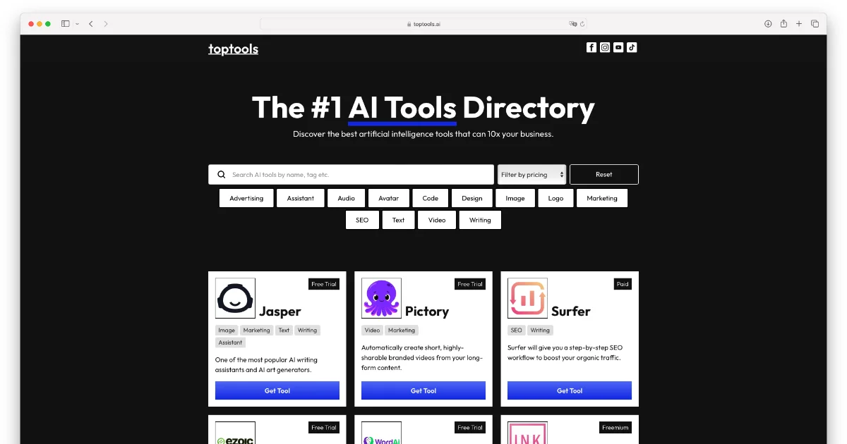 The #1 AI Tools Directory | toptools.ai