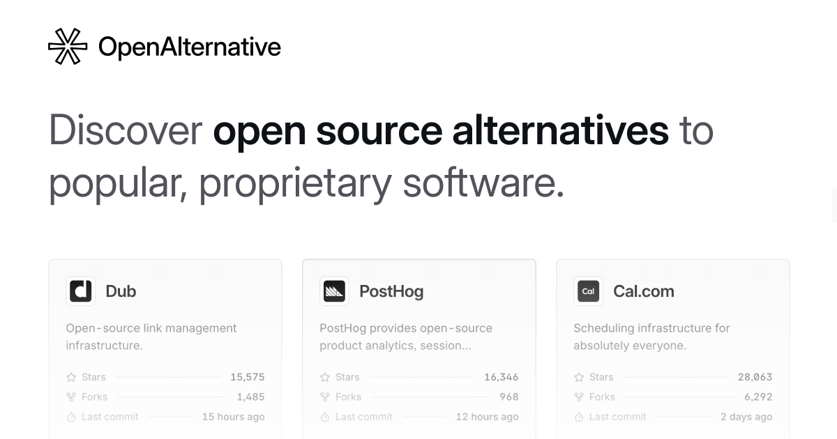 Open Source Alternatives to Popular Software – OpenAlternative