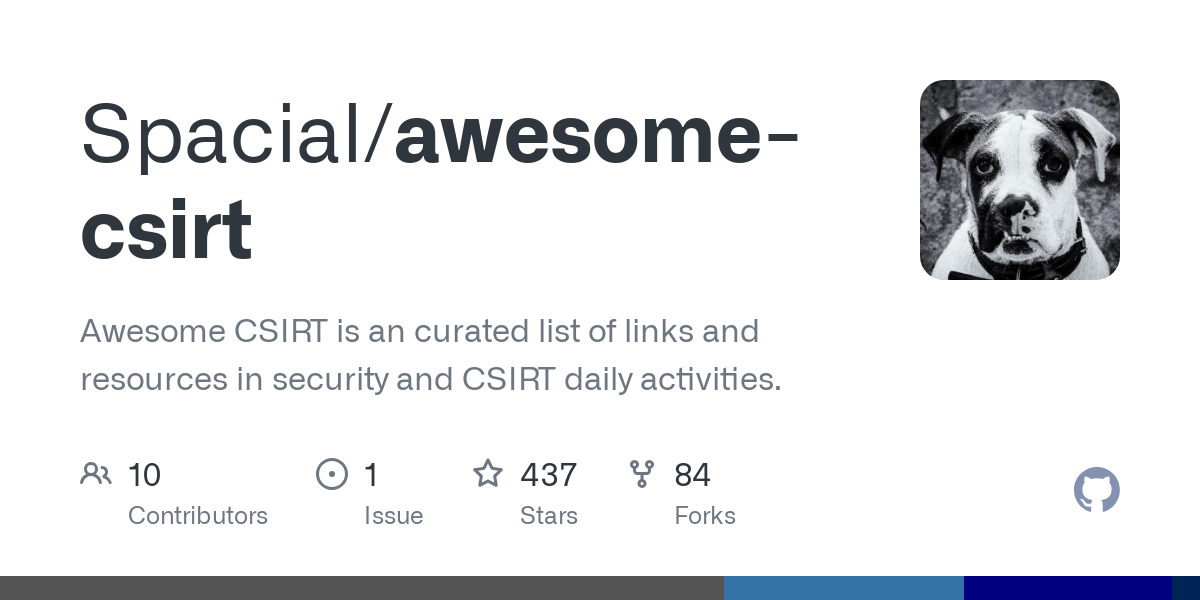 GitHub - Spacial/awesome-csirt: Awesome CSIRT is an curated list of links and resources in security and CSIRT daily activities.