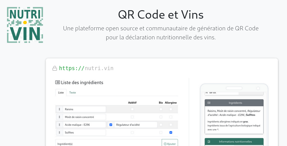 GitHub - 24eme/nutri.vin: Plateforme open source et communautaire de QRCode pour la déclaration nutritionnelle de vins