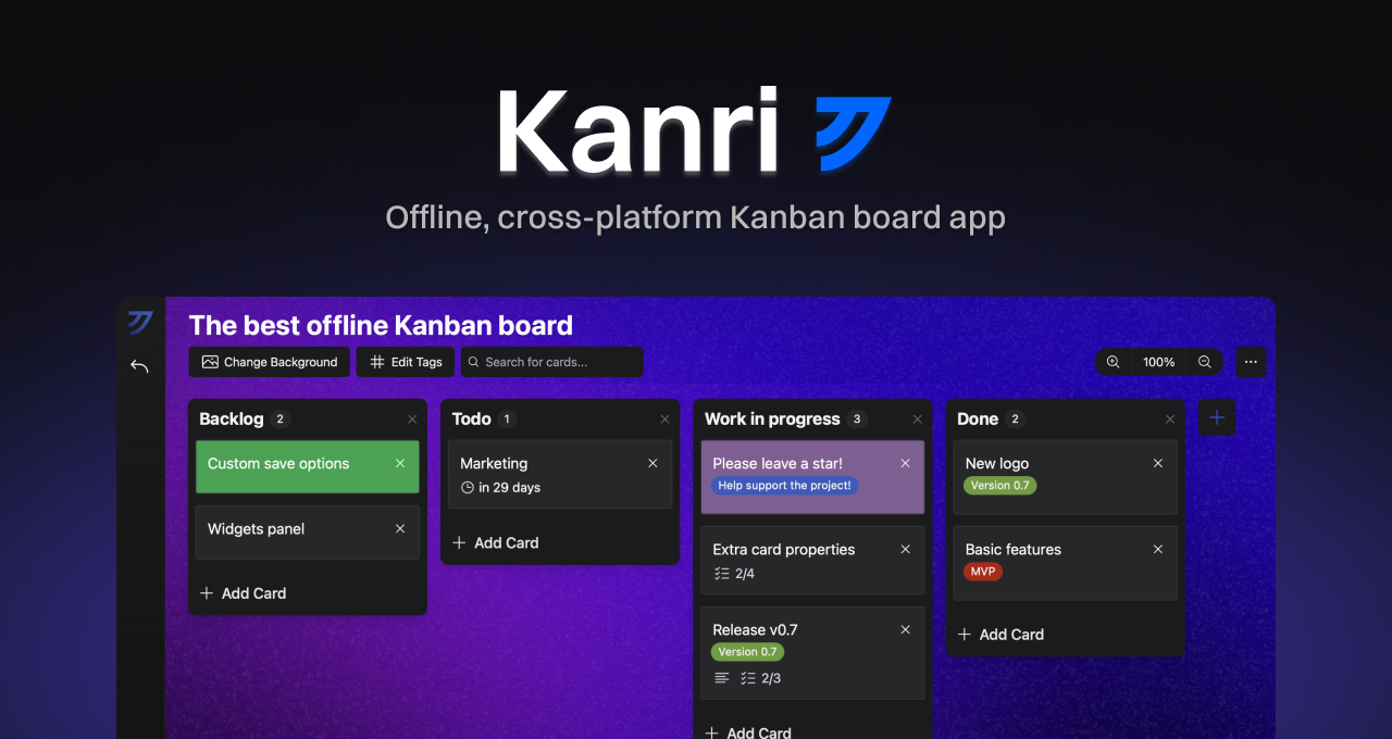 Kanri - Your Personal Offline Kanban Board App